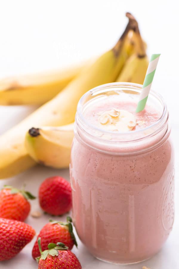 Mixed Berry Strawberry Banana Protein Shake (With Almond Milk)